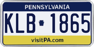 PA license plate KLB1865