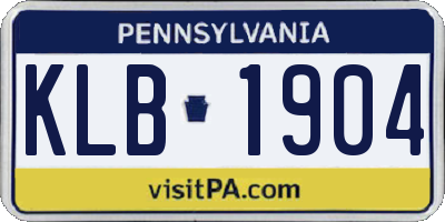 PA license plate KLB1904
