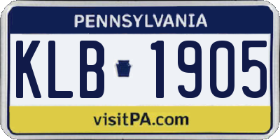 PA license plate KLB1905
