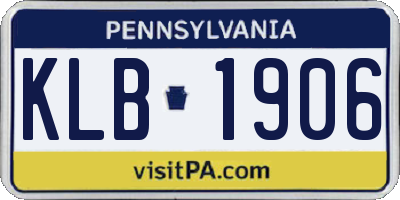 PA license plate KLB1906
