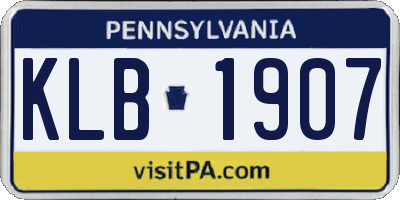 PA license plate KLB1907