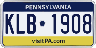 PA license plate KLB1908