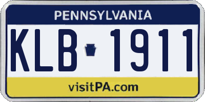 PA license plate KLB1911