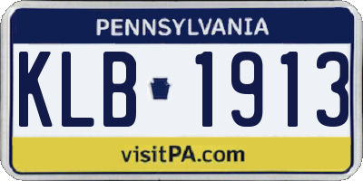 PA license plate KLB1913