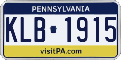 PA license plate KLB1915