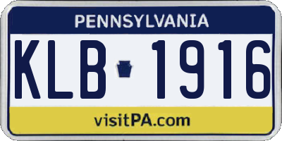 PA license plate KLB1916