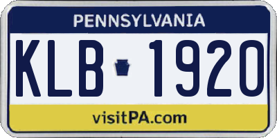 PA license plate KLB1920
