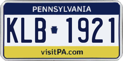 PA license plate KLB1921