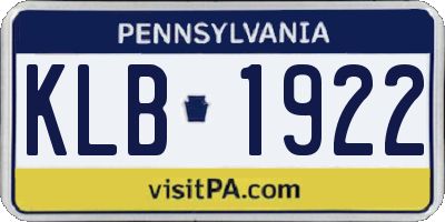 PA license plate KLB1922