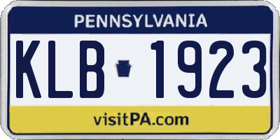 PA license plate KLB1923