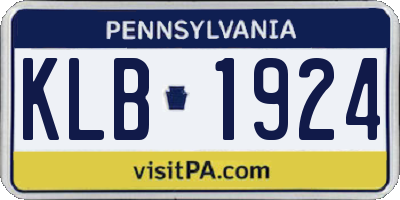 PA license plate KLB1924