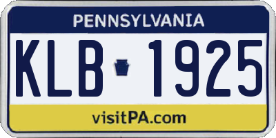 PA license plate KLB1925