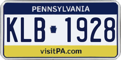 PA license plate KLB1928