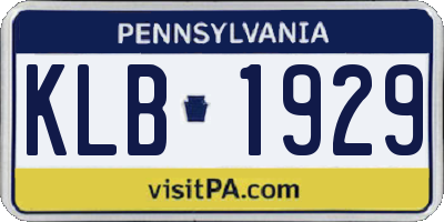 PA license plate KLB1929