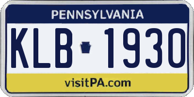 PA license plate KLB1930