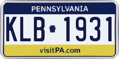 PA license plate KLB1931