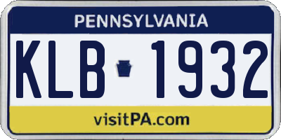 PA license plate KLB1932