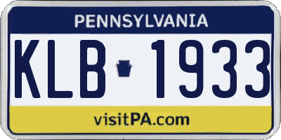PA license plate KLB1933