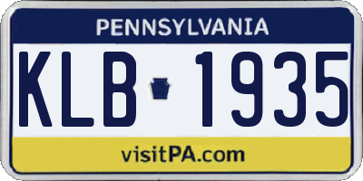 PA license plate KLB1935