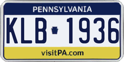 PA license plate KLB1936