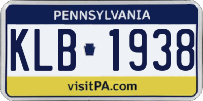PA license plate KLB1938