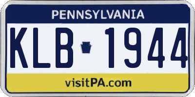 PA license plate KLB1944