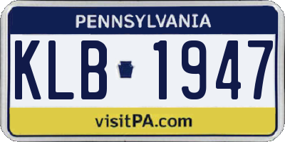 PA license plate KLB1947