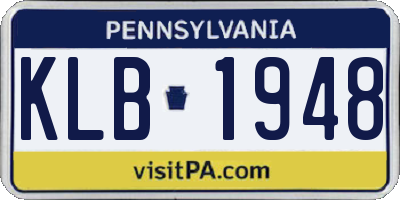 PA license plate KLB1948