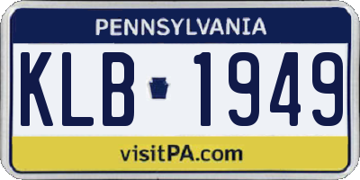 PA license plate KLB1949