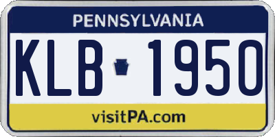 PA license plate KLB1950