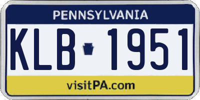 PA license plate KLB1951