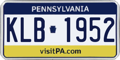 PA license plate KLB1952