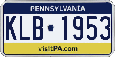 PA license plate KLB1953