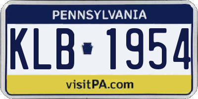 PA license plate KLB1954