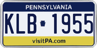 PA license plate KLB1955
