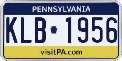 PA license plate KLB1956