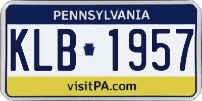 PA license plate KLB1957