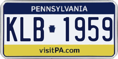 PA license plate KLB1959