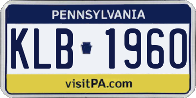 PA license plate KLB1960