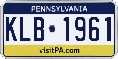 PA license plate KLB1961