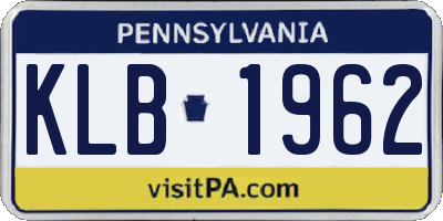 PA license plate KLB1962