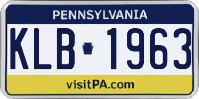 PA license plate KLB1963