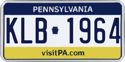 PA license plate KLB1964