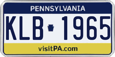 PA license plate KLB1965