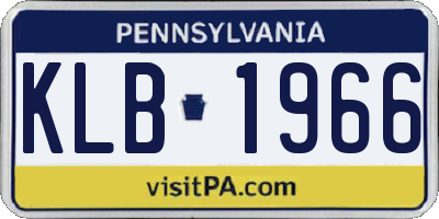 PA license plate KLB1966