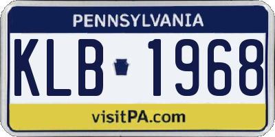 PA license plate KLB1968