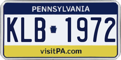 PA license plate KLB1972