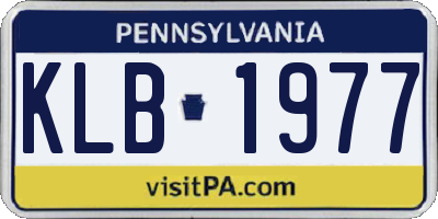 PA license plate KLB1977