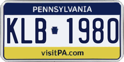 PA license plate KLB1980