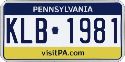 PA license plate KLB1981